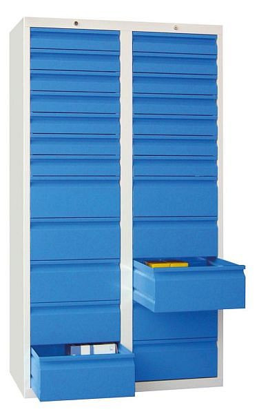 Pavoy Schubladenschrank Gleitführung, 1800/1000/500, Zylinderschloss, 2 Reihen, 14x100, 10x200, 43447-100-005-512303