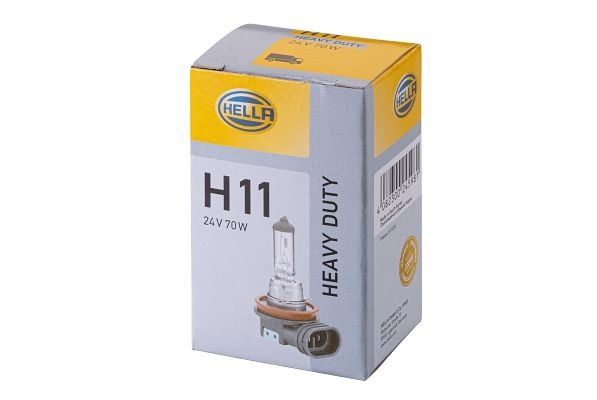 HELLA Halogen-Glühlampe, H11, Heavy Duty, 24V, 70W, Sockelausführung Glühlampe: PGJ19-2, Schachtel, 8GH 008 358-241