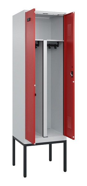 C+P PSA Doppel-Spind Evolo PLUS, Gestell, 2 Abteile, 2120x600x500mm, 7035/3000, Zylinderschloss, 0490327-20P S10030