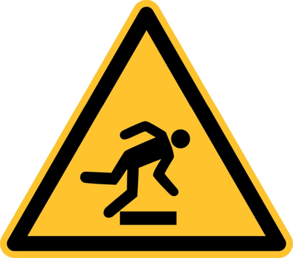 Eichner Warnschild "Stolpergefahr", Seitenlänge 31,5 cm, PVC-Folie, selbstklebend für Innen- und Außenbereiche, 9225-12070-031