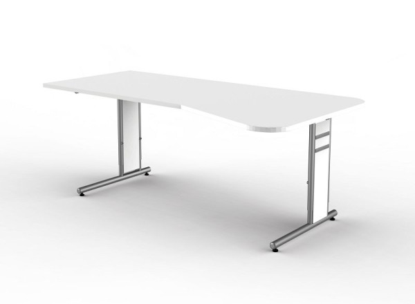 Kerkmann Freiformtisch mit C-Fuß-Gestell, Form 4, B 1950 x T 800/1000 x H 680-820 mm, Weiß, 114104.1