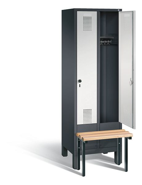 C+P Garderobenschrank Evolo, H1850xB610xT815mm, Farbe: Schwarzgrau / Lichtgrau, 48030-20 S10068