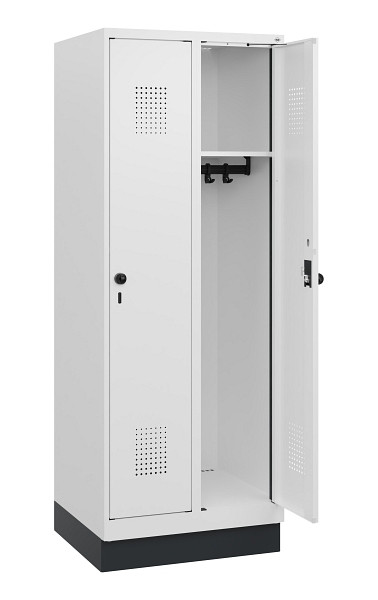 C+P Spind Evolo PLUS, Sockel, 2 Abteile, 1630x600x500mm, 9016/9016, Drehriegel, 0490205-20 S10023