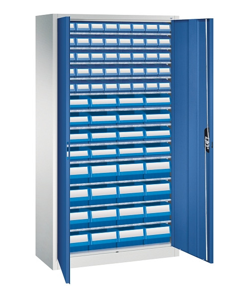 C+P Magazinschrank Serie 13, H1980xB1000xT420mm, 7035/5010, Einlegeböden 12, 133144-28 S10114