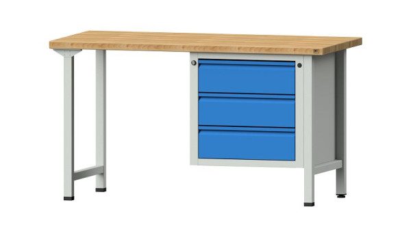 ANKE Werkbänke Kombiwerkbank, Modell 706 E, 1500 x 700 x 840 mm, RAL 7035/5012, BMP 40 mm, 510.516