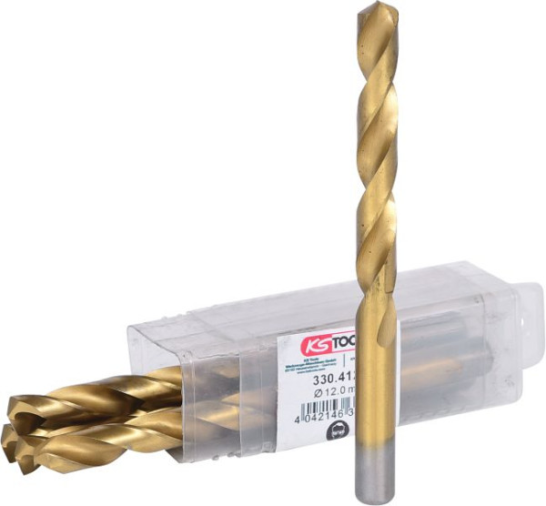KS Tools HSS TiN Spiralbohrer, 12mm, VE: 5 Stück, 330.4120