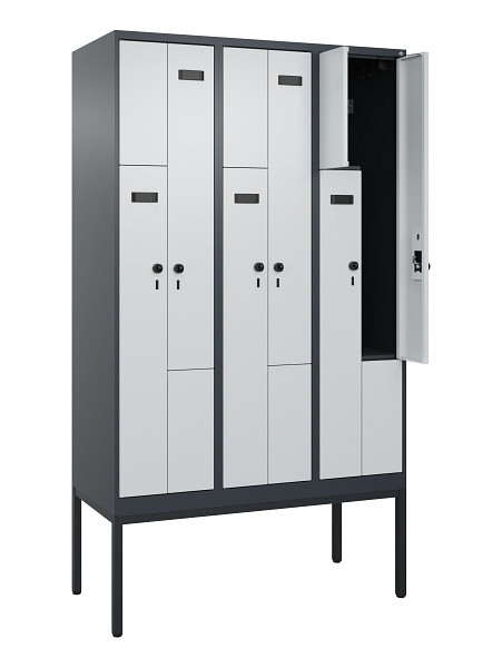 C+P Z-Spind Evolo PLUS, Gestell, 6 Fächer, 2120x1200x500mm, 7016/7035, Drehriegel, 0490337-326 S10014