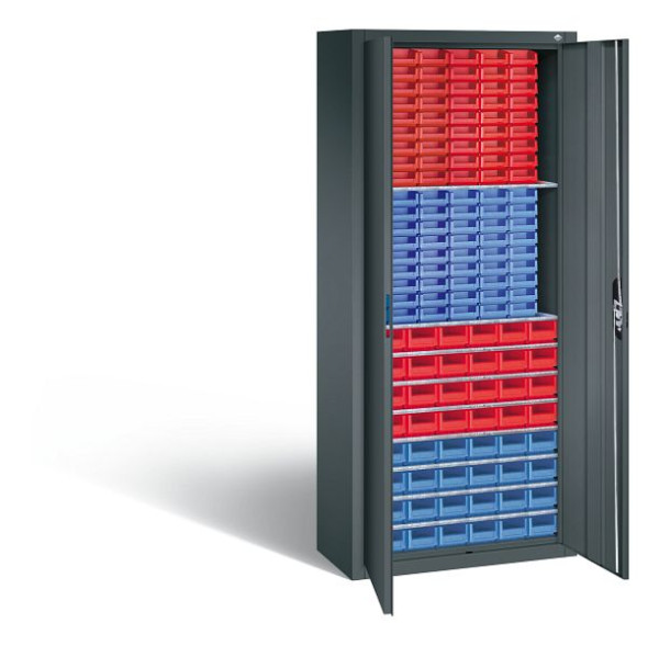 C+P Magazinschrank Serie 13, H1690xB700xT300mm, Farbe: Anthrazitgrau, Muldengriff, 133413-24 S10087