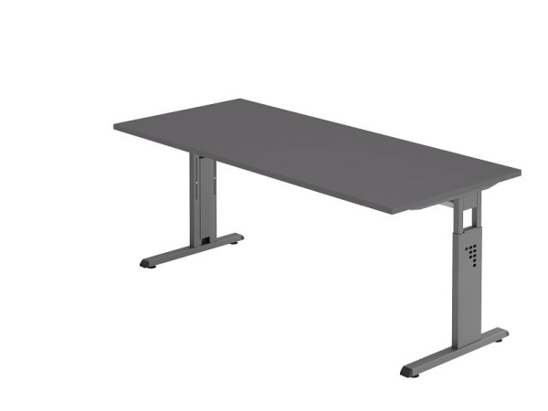 Hammerbacher Schreibtisch C-Fuß 180x80cm Graphit/Graphit, Arbeitshöhe 65-85 cm, VOS19/G/G