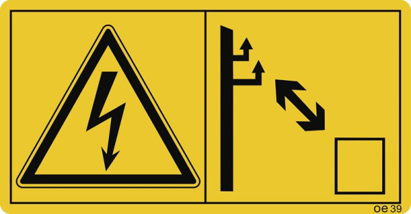 Moedel Ausreichenden Abstand zu elektrischen..., Folie, 68x35 mm, VE: 10 Stück/Bogen, 69743