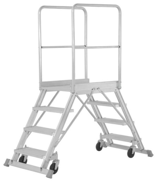 HYMER Podesttreppe fahrbar, einseitig begehbar nach DIN EN 131-7, 2x4 Stufen, Standhöhe 0,97 m, 688904