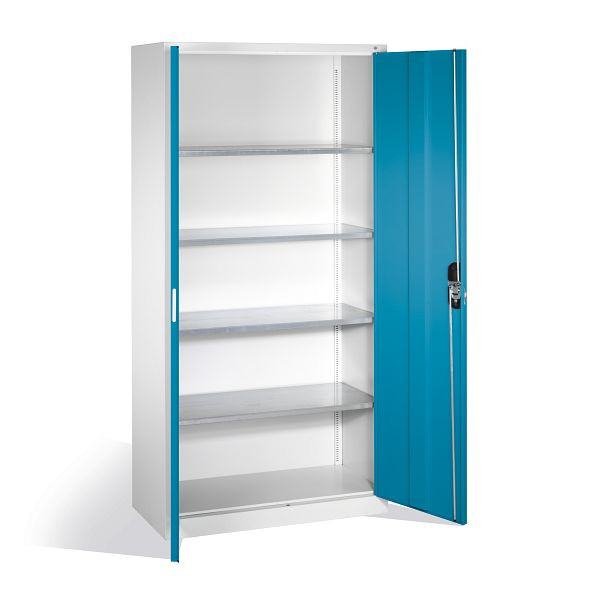 C+P Magazinschrank Serie 13, H1980xB1000xT420mm, Farbe: Lichtgrau / Lichtblau, Muldengriff, 133144-20 S10132