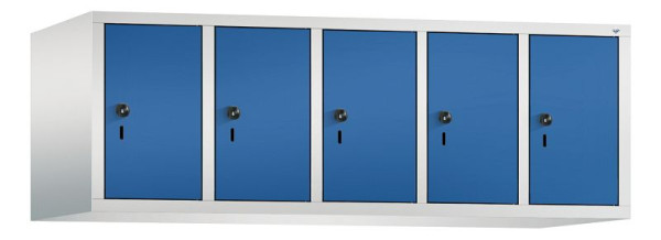 C+P Aufsatz-Garderobenschrank Evolo, 5 Abteile, H500xB1480xT500 mm, Lichtgrau/Enzianblau, 48090-50 S10010