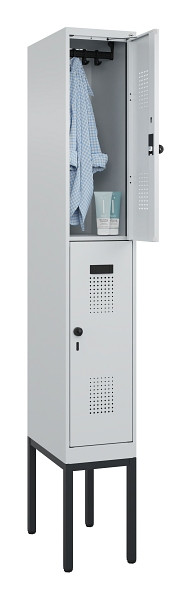 C+P Doppelstock-Spind Evolo PLUS, Gestell, 2 Fächer, 2120x300x500mm, 7035/7035, Drehriegel, 0493307-10 S10013