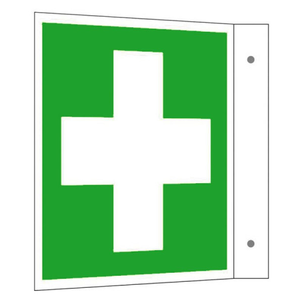 Stein HGS Rettungsschild als Fahnenschild Erste Hilfe, Kunststoff, beschichtet, 200 x 200 mm, langnachleuchtend, 44.9213