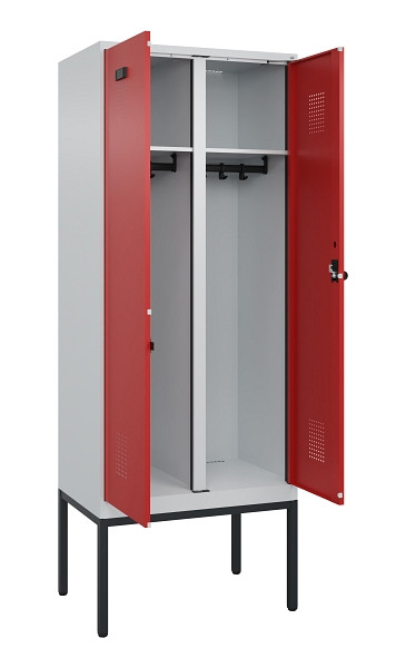C+P Schwarz-Weiß-Spind Evolo PLUS, Gestell, 2 Abteile, 2120x800x500mm, 7035/3000, Drehriegel, 0490327-22 S10003