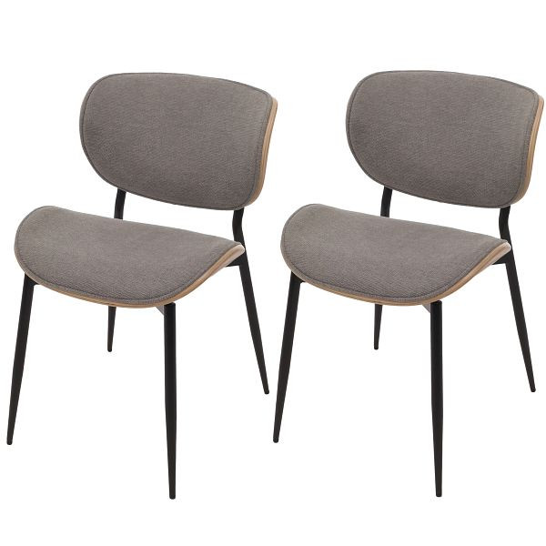 Mendler 2er-Set Esszimmerstuhl HWC-O45, Bugholz Stoff (370g/m²) Öko-Tex FSC, natur, hellgrau, 118242