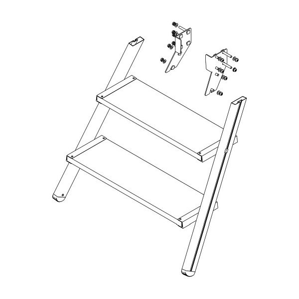 Munk Günzburger Steigtechnik Aufstieg Podesttreppe 3 Stufen inkl. Montagesatz, Korundbeschichtung, 800053