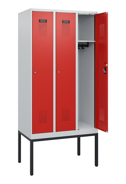 C+P Spind Evolo PLUS, Gestell, 3 Abteile, 1950x900x500mm, 7035/3020, Zylinderschloss, 0490305-30 S10028