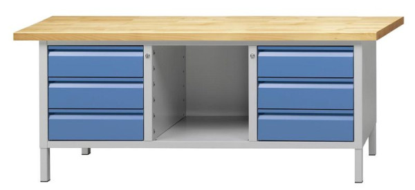 ANKE Werkbänke Kastenwerkbank, Modell 120 E, 2000 x 700 x 850 mm, RAL 7035/5012, BMP 50 mm, 510.209
