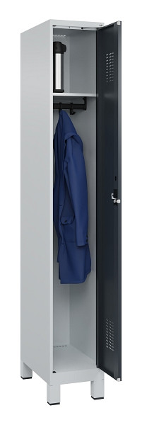 C+P Spind Evolo PLUS, mit Füßen, 1 Abteil, 1950x300x500mm, 7035/7016, Verschluss Zylinderschloss, Ablageböden 1, 049010-10 S10040