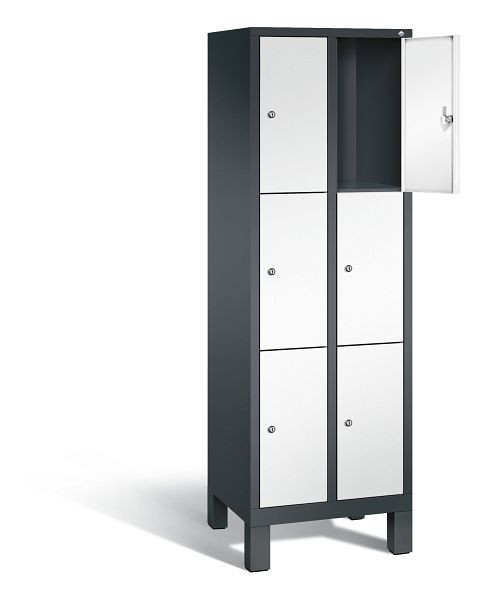 C+P Schließfachschrank Evolo, H1850xB610xT500mm, Farbe: Schwarzgrau / Verkehrsweiß, 48010-203 S10141