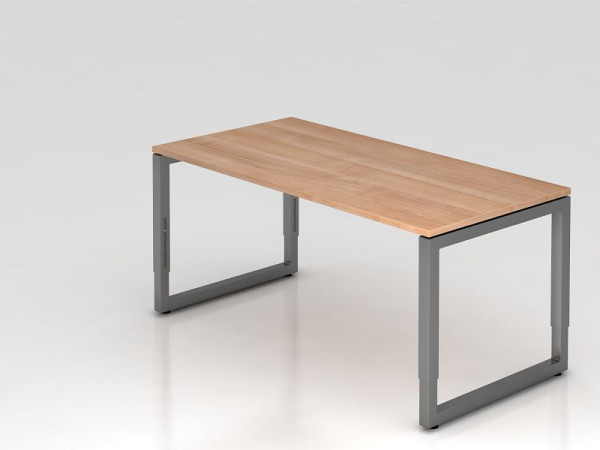 Hammerbacher Schreibtisch O-Fuß eckig 160x80cm Nussbaum/Graphit, Rechteckform mit schwebender Tischplatte, VRS16/N/G