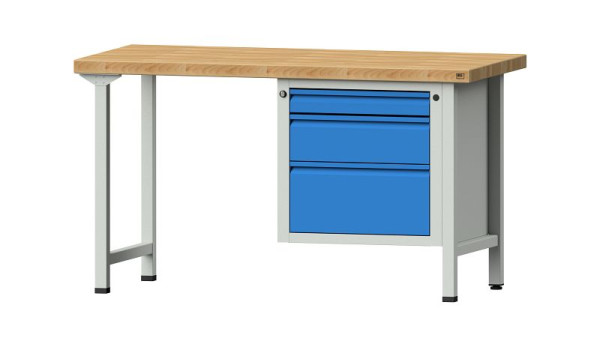 ANKE Werkbänke Kombiwerkbank, Modell 710 E, 1500 x 700 x 850 mm, RAL 7035/5012, BMP 50 mm, 510.525