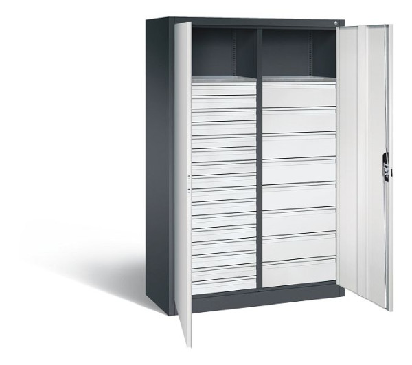 C+P Werkzeugschrank Acurado, H1950xB1200xT500mm, Farbe: Schwarzgrau / Lichtgrau, Muldengriff, 8931-303 S10075