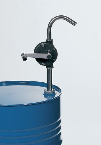 DENIOS Handkurbelrotationspumpe aus Kunststoff, für Öle, korrosive und flüchtige Chemit, 117584