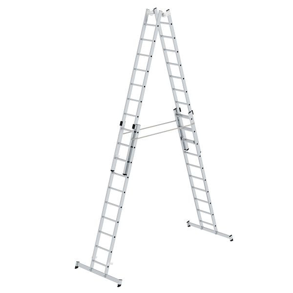 Munk Günzburger Steigtechnik Sprossen-Stehleiter 4-teilig mit nivello-Traverse 4x10 Sprossen, 033040