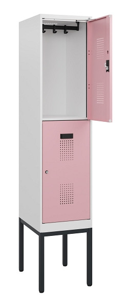 C+P Doppelstock-Spind Evolo PLUS, Gestell, 2 Fächer, 1950x400x500mm, 9016/3015, Zylinderschloss, 0493305-12 S10047