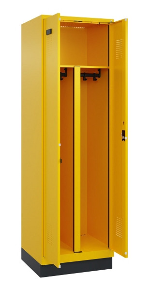 C+P PSA Schwarz-Weiß-Spind Evolo PLUS, mit Sockel, 2 Abteile, 1950x600x500mm, 10, Zylinderschloss, 049022-20P S10049