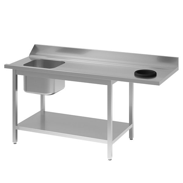 Vaiotec TOPLINE Zulauftisch 700, 1 Becken links + Abfallloch, Anbauseite rechts L: 1800 mm, 11526