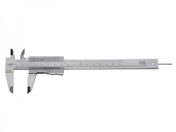 HELIOS PREISSER Taschenmessschieber, rostfreier Stahl, verchromt, Momentfeststellung, für 1/20 1/128", Messbereich 0 - 150 mm, 194501