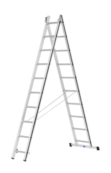 ALU-PRO Mehrzweckleiter zweiteilig, 2x10 Sprossen, Länge eingefahren 2,84 m / ausgefahren 4,52 m, 7004520