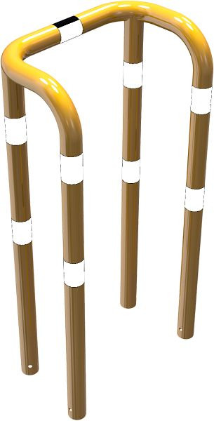 Schake Rammschutzbügel Doppelbügel Stahlrohr Ø 76 mm gelb / schwarz, Gesamtbreite: 750 mm, Höhe Überflur: 1150 mm, zum Einbetonieren, 477_69BG