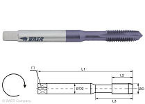 BAER HSSE-TiAlN Gewindebohrer Form B - UNF No. 5 x 44 - DIN 371 Edelstahl, 150405003