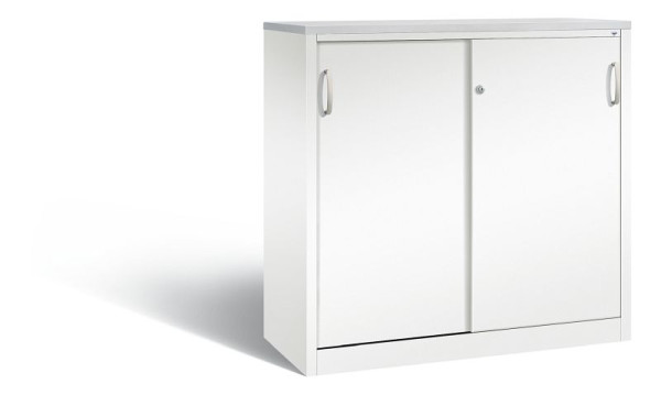 C+P Sideboard mit Schiebetüren Acurado, H1200xB1200xT500mm, Farbe: Weiß/ DBS Hellgrau Bügelgriff, 3 OH, 2057-1200 S10453