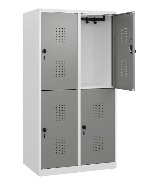 C+P Doppelstöckiger Spind Evolo PLUS, 4 Fächer, 1530x800x500mm, 7035/0004, Drehriegel, 0493005-22 S10014