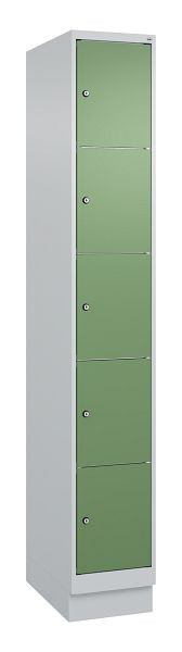 C+P Schließfachschrank Classic PLUS, Sockel, 1950x300x500mm, 7035/6011, mit 5 Fächern, 080020-105 S10006
