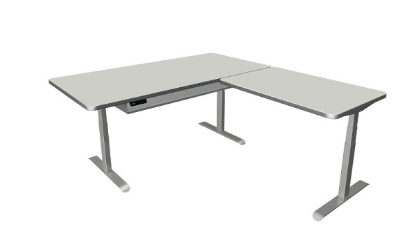 Kerkmann Steh-/Sitztisch Move 4 Premium, B 2000 x T 1000 mm, mit Anbauelement 1200 x 800mm, elektrisch höhenverstellbar von 620-1270mm, lichtgrau, 10321511