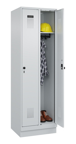 C+P Spind Evolo PLUS, mit Sockel, 2 Abteile, 1950x600x500mm, 7035/7035, Verschluss Drehriegel, Ablageböden 2, 049020-20 S10013