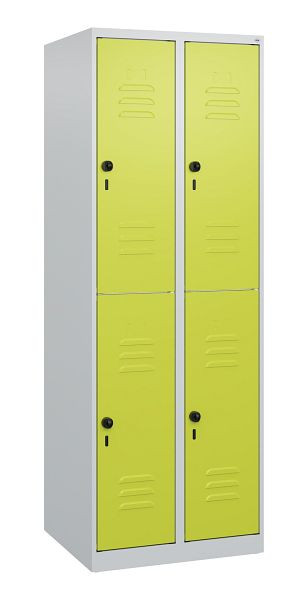 C+P Doppelstöckiger Spind Classic PLUS, 2 Abteile, 1700x600x500mm, 7035/0024, Drehriegel, 0803007-20 S10009