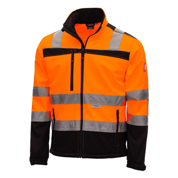 NITRAS MOTION TEX VIZ, Warnschutz-Softshelljacke, neonorange / schwarz, Größe: S, VE: 10 Stück, 7170-S