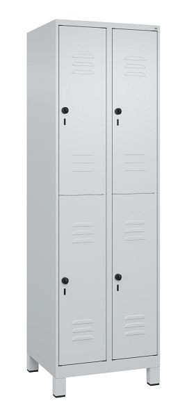 C+P Doppelstöckiger Spind Classic PLUS, Füße, 2 Abteile, 1950x600x500mm, 7035/7035, 080310-20 S10009