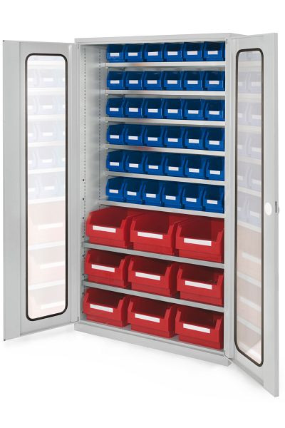 Kappes Großraum Schrank Modell 10 RAL 7035, 1950 x 1130 x 590 mm, Sichtfenstertüren, 1780.01.5013