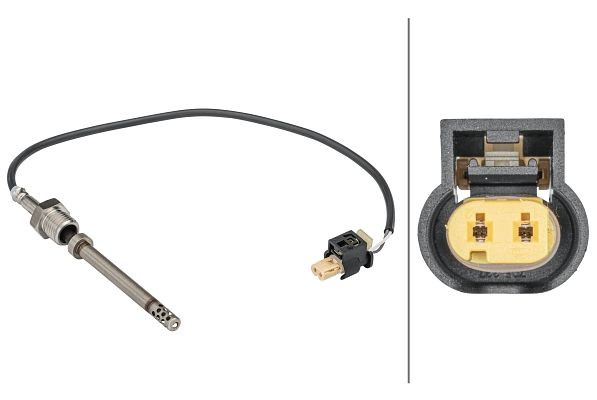 HELLA Sensor, Abgastemperatur, 2-polig, geschraubt, Kabel: 310mm, 6PT 358 181-481