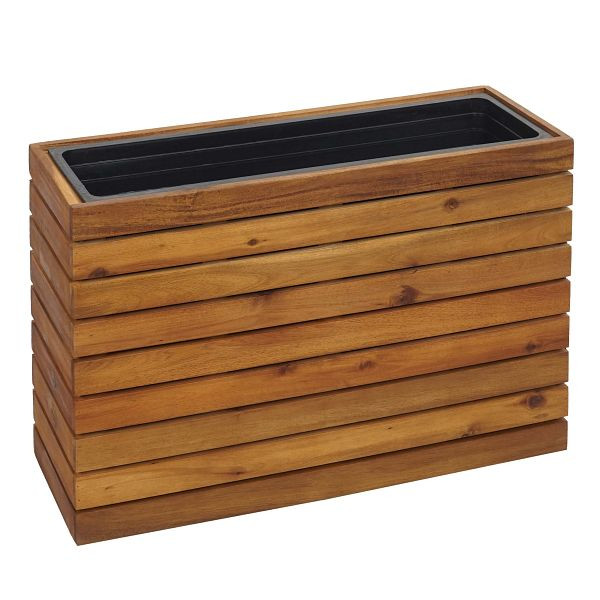 Mendler Pflanzkasten HWC-L21, Pflanzkübel Blumentopf Hochbeet, eckig 41x63x23cm Outdoor Akazie Holz FSC®-zertifiziert, braun, 98578