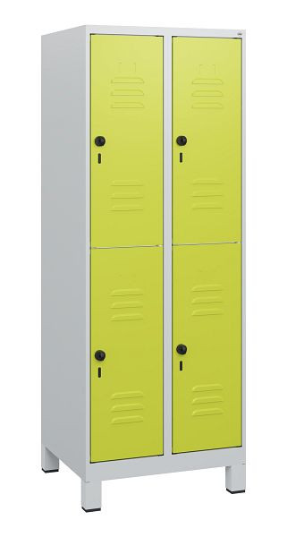 C+P Doppelstöckiger Spind Classic PLUS, Füße, 2 Abteile, 1630x600x500mm, 7035/0024, Drehriegel, 0803105-20 S10010